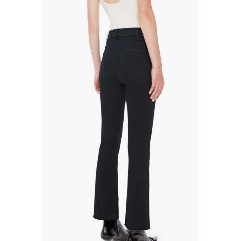 MOTHER Hustler Fray Ankle Jeans Black High Rise Flare Womens 30 - Picture 3 of 13